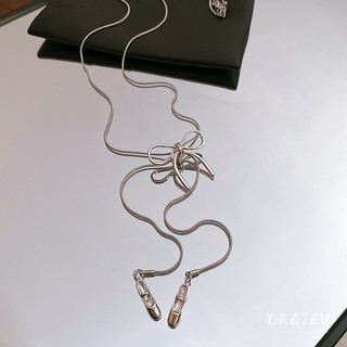 DREJEW Hàn Quốc Nơ Giày Ba Lê Mặt Dây Chuyền Vòng Cổ Nữ Thiết Kế Thời Trang Đa Năng Dây Chuyền Áo Len