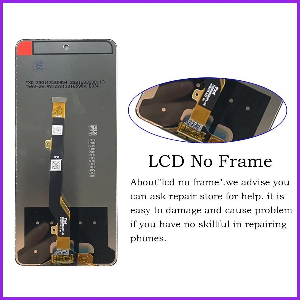 Dành cho Tecno Spark 10 Pro KI7 Màn hình LCD Bộ số hóa màn hình cảm ứng có khung lắp ráp