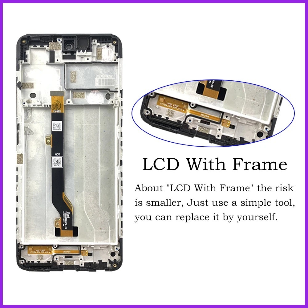 Dành cho Tecno Spark 10 Pro KI7 Màn hình LCD Bộ số hóa màn hình cảm ứng có khung lắp ráp