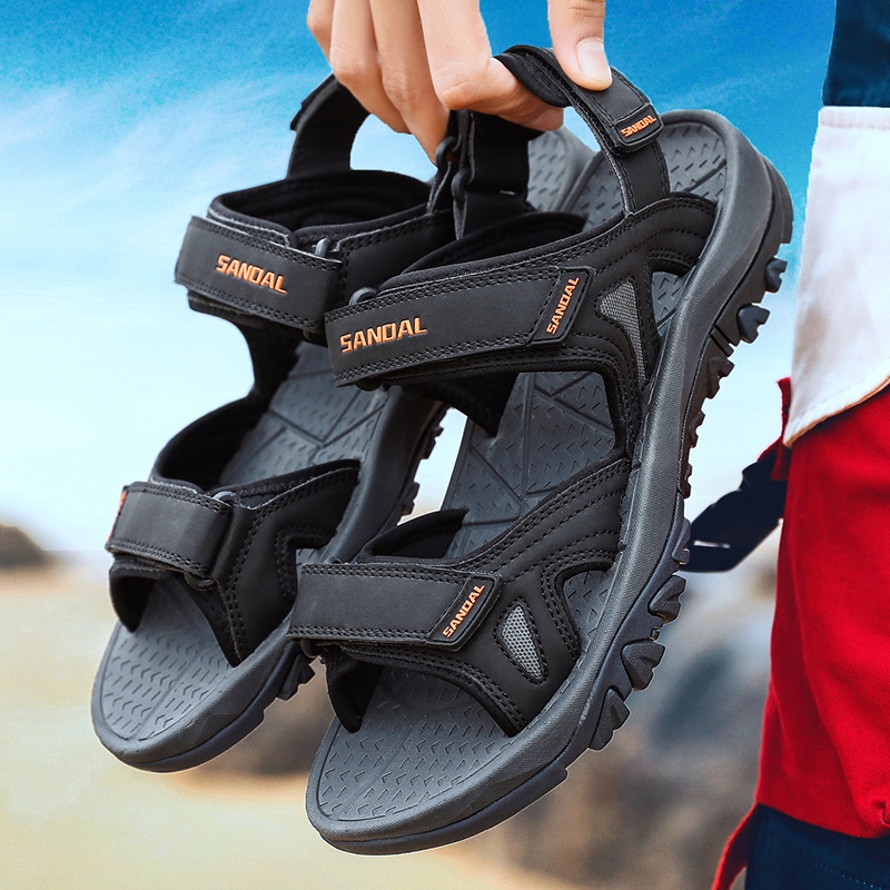 Xăng đan Đi Biển Nam Ngoài Trời Chống Thấm Nước Đi Bộ Đường Dài Sandal Da Velcro Dép Thể Thao Ngoài Trời Chống Trơn Trượt Giày Thường size Lớn 39-48
