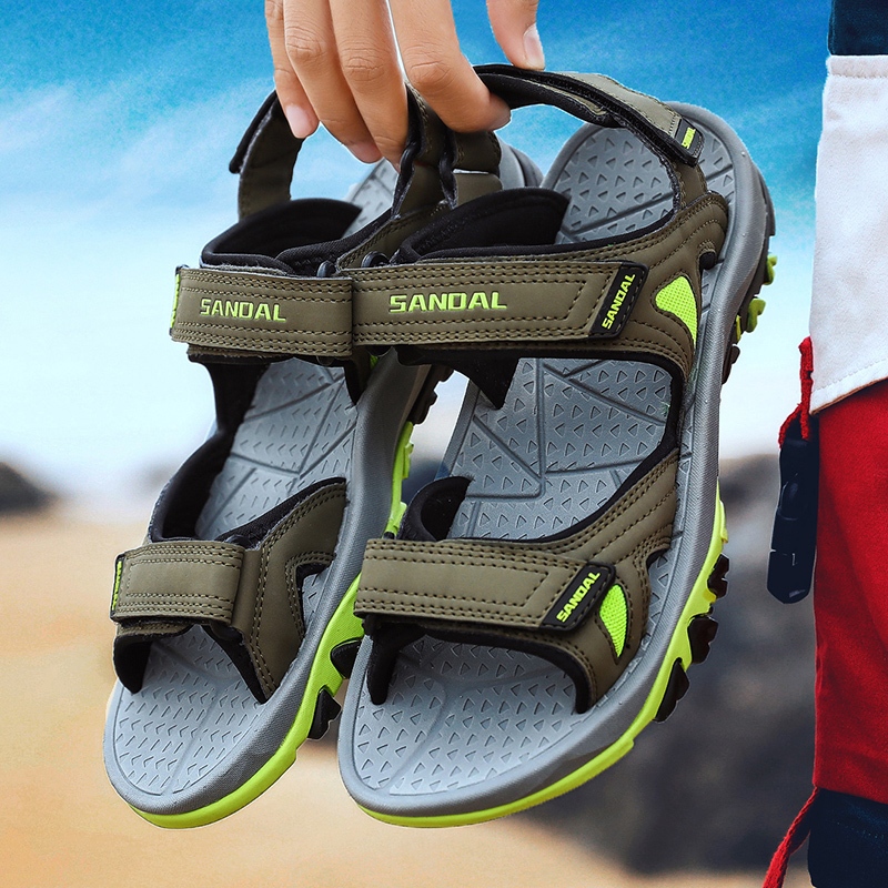 Xăng đan Đi Biển Nam Ngoài Trời Chống Thấm Nước Đi Bộ Đường Dài Sandal Da Velcro Dép Thể Thao Ngoài Trời Chống Trơn Trượt Giày Thường size Lớn 39-48