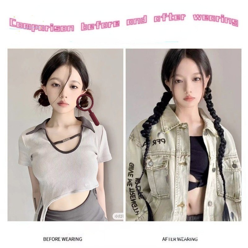 [Yunyuan] Đuôi Ngựa Hàn Quốc Dài Bím Tóc Giả Cô Gái Nóng Bím Tóc Giả Quyền Anh Dreadlocks Tóc Giả Nữ Ngọt Ngào Mát Cô Gái Nóng Cá Tính Xoắn Dreadlocks