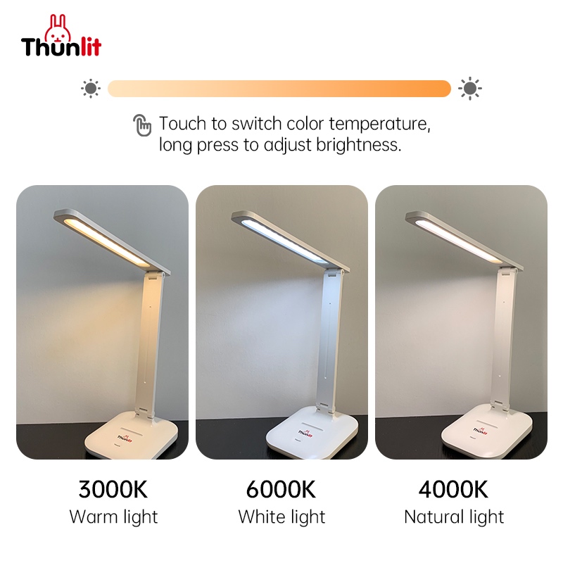 Ảnh Đèn bảo vệ mắt Thunlit 7W 3 nhiệt độ màu chỉnh được sạc USB 3200mAh Đèn bàn LED có thể gập lại để học tập cho sinh viên 4