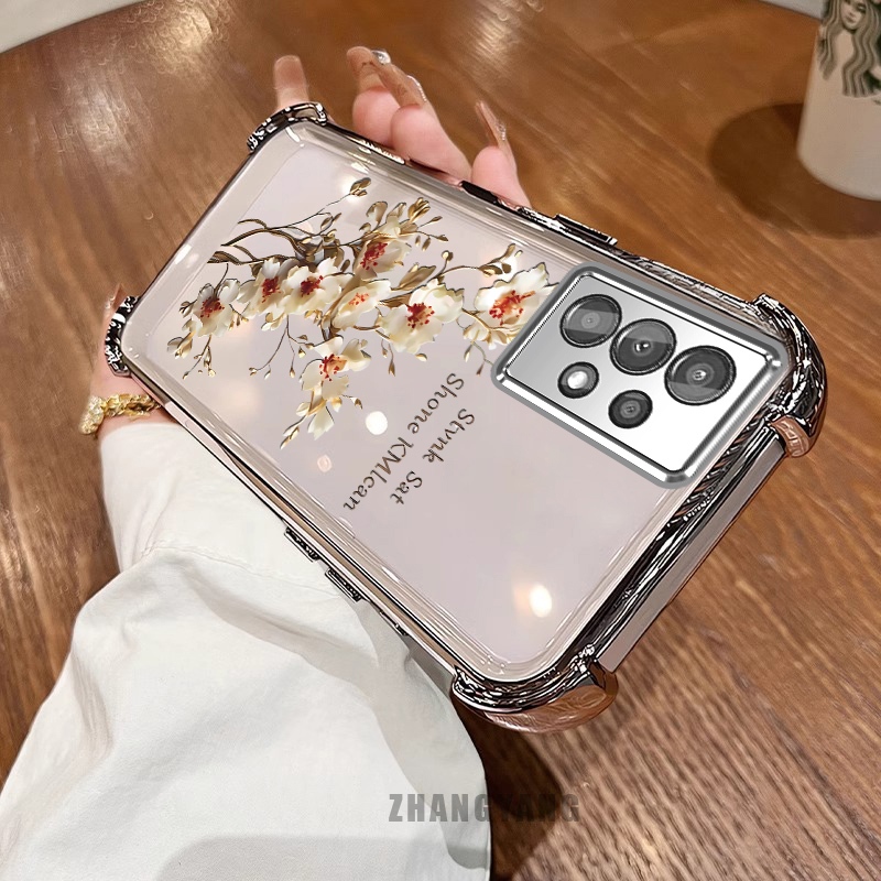 Ốp Lưng Cho Samsung A32 4G A32 5G A52 Ốp Điện Thoại Mạ Điện Bốn Góc Chống Rơi Thẩm Mỹ Nhánh Cây Hoa Thiết Kế Mới TPU Silicon Mềm case