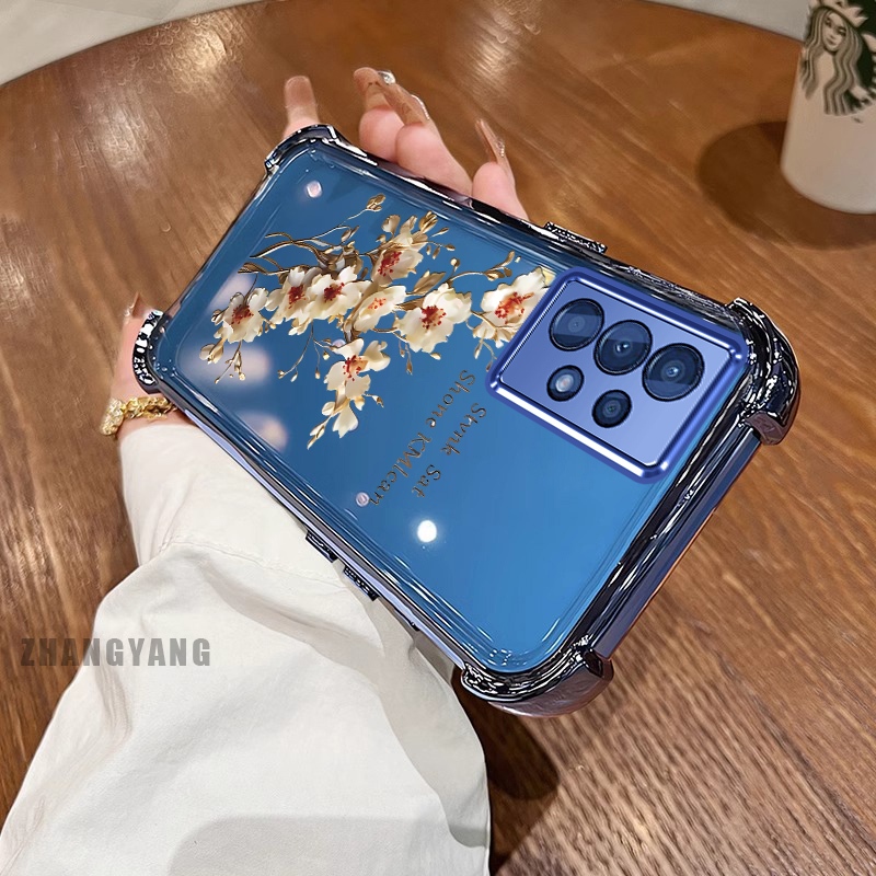 Ốp Lưng Cho Samsung A32 4G A32 5G A52 Ốp Điện Thoại Mạ Điện Bốn Góc Chống Rơi Thẩm Mỹ Nhánh Cây Hoa Thiết Kế Mới TPU Silicon Mềm case