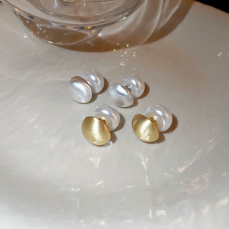 Bông tai đậu Hà Lan mặt sáng màu bạc Hàn Quốc niche thời trang đơn giản mọi thứ với bông tai ngọc trai Bông tai khí chất cá tính bán buôn