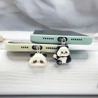 Điện Thoại Di Động Chống Bụi Cắm Tự Làm Nhựa Vòng Tròn Tối Gấu Trúc Mặt Dây Chuyền Lỗ Điện Thoại Di Động Chống Bụi Cắm