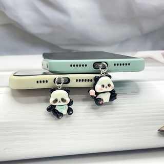 Điện Thoại Di Động Chống Bụi Cắm Tự Làm Nhựa Vòng Tròn Tối Gấu Trúc Mặt Dây Chuyền Lỗ Điện Thoại Di Động Chống Bụi Cắm