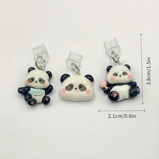 Điện Thoại Di Động Chống Bụi Cắm Tự Làm Nhựa Vòng Tròn Tối Gấu Trúc Mặt Dây Chuyền Lỗ Điện Thoại Di Động Chống Bụi Cắm
