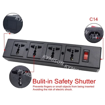 Dải nguồn PDU MỚI có bảo vệ quá tải, Ổ cắm ổ cắm đa năng 4 cách có đèn LED báo nguồn Bảo vệ chống sét