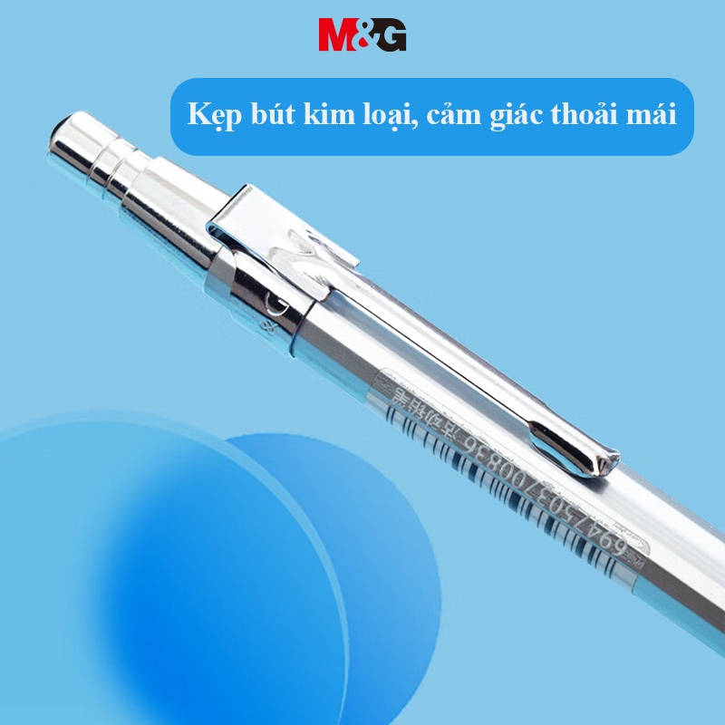 M&G 1 Hộp 3 Chiếc Bút Chì Kim 0.5mm, Vỏ Kim Loại Màu Bạc, Trọng Tâm Thấp, Chống Gãy Ngòi 1001I