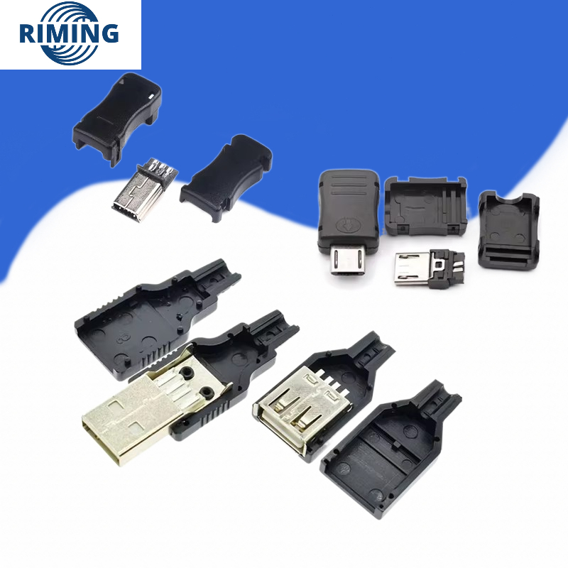 Bộ 10 chiếc đầu nối USB 4 chân Type A đầu đực, kèm nắp nhựa màu đen ...