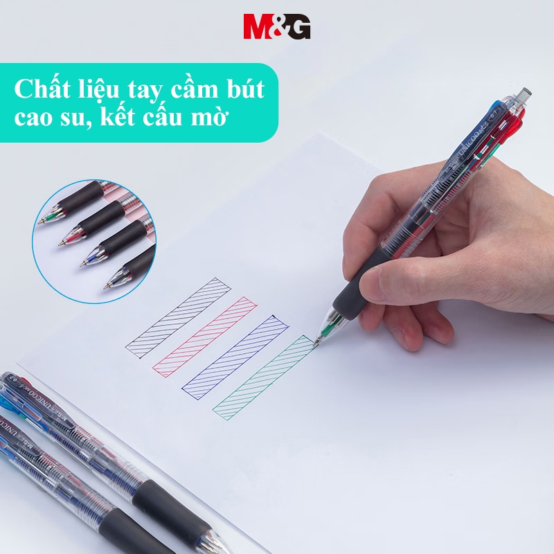 M&G Bút Bi Bấm 4 Màu 0.5mm 0.7mm, Bút Bi Nhiều Màu, Xanh Dương / Đỏ / Đen / Xanh Lá