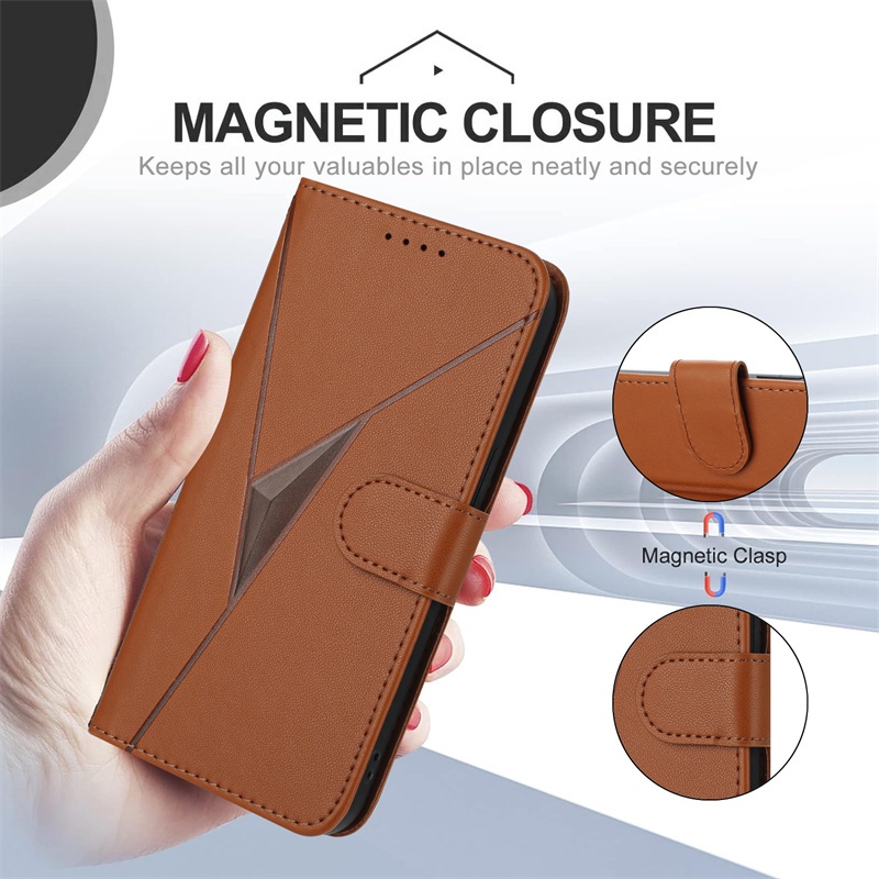 Ốp Da Cho OPPO Reno 10 11 12F 12FS K7X K11 K12X A3 A3X A80 Pro 4G 5G Lật Khe Cắm Thẻ Sang Trọng Đựng Ví