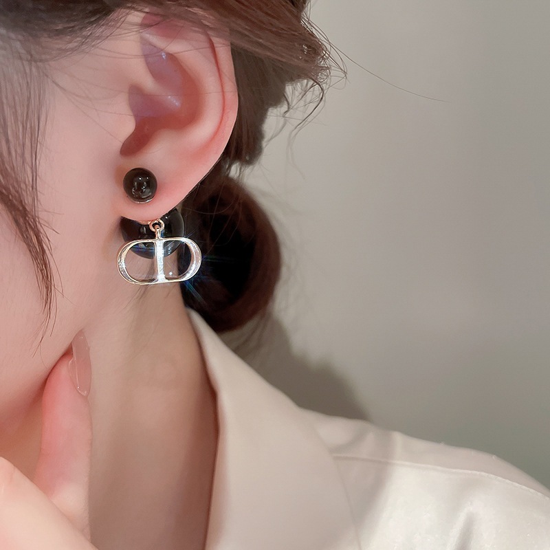 Bạc khâu mũi lợn bông tai ngọc trai thời trang nhẹ nhàng sang trọng cao cấp hai mặt với đinh tán khí chất bông tai bán buôn nữ