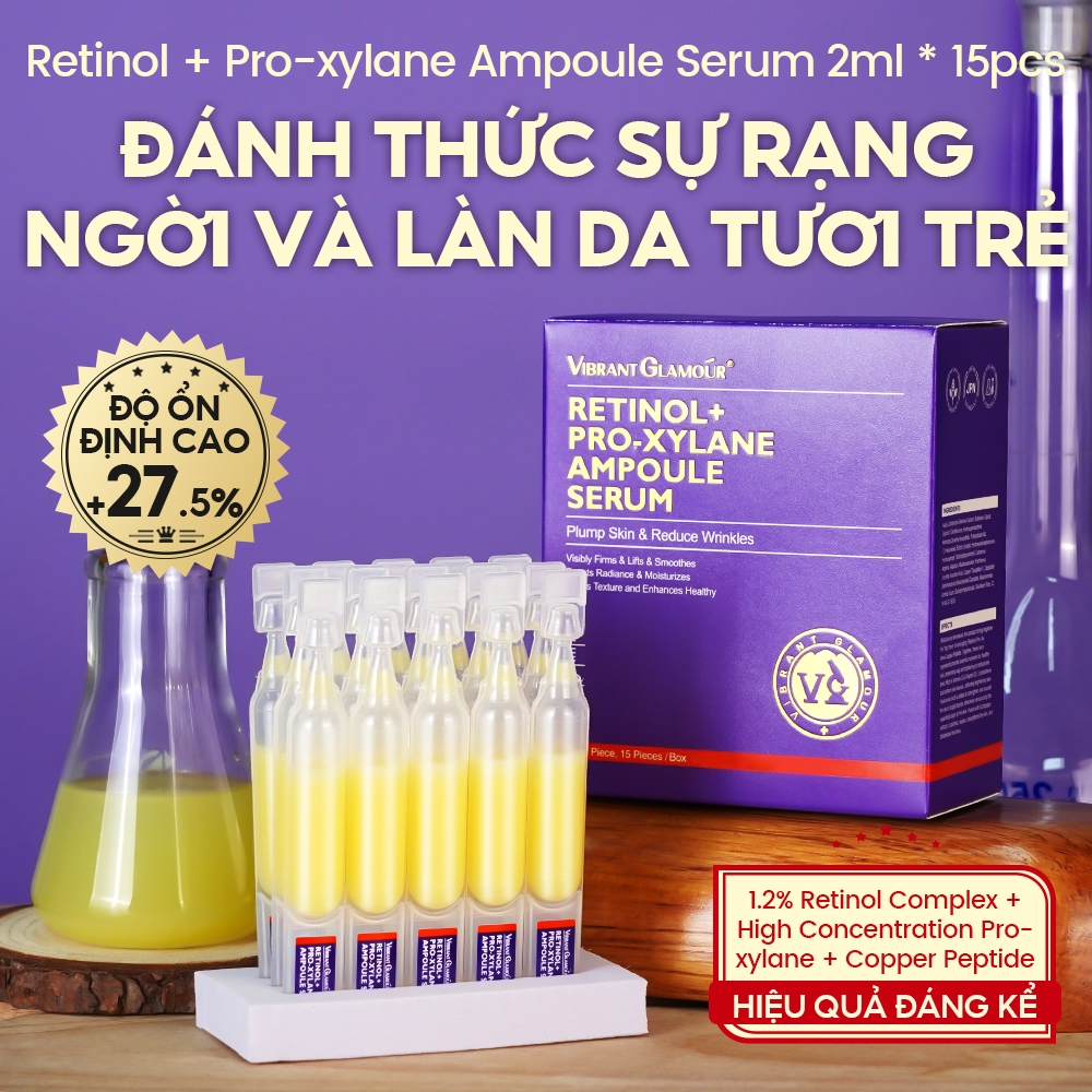 Ảnh Serum Retinol Pro-xylane 3X Chống Lão Hóa 15pcs*2ml VIBRANT GLAMOUR Làm Săn Chắc & Giảm Nếp Nhăn & Làm Mịn Da & Tăng Cường Rạng Rỡ & Dưỡng Ẩm Sâu 1