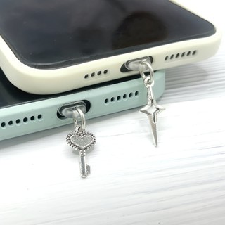 Điện Thoại Di Động Cắm Chống Bụi Hợp Kim Tự Làm Chìa Khóa Trái Tim Đào Và Ngôi Sao Rỗng Mặt Dây Chuyền Nhỏ Lỗ Điện Thoại Di Động Cắm Chống Bụi