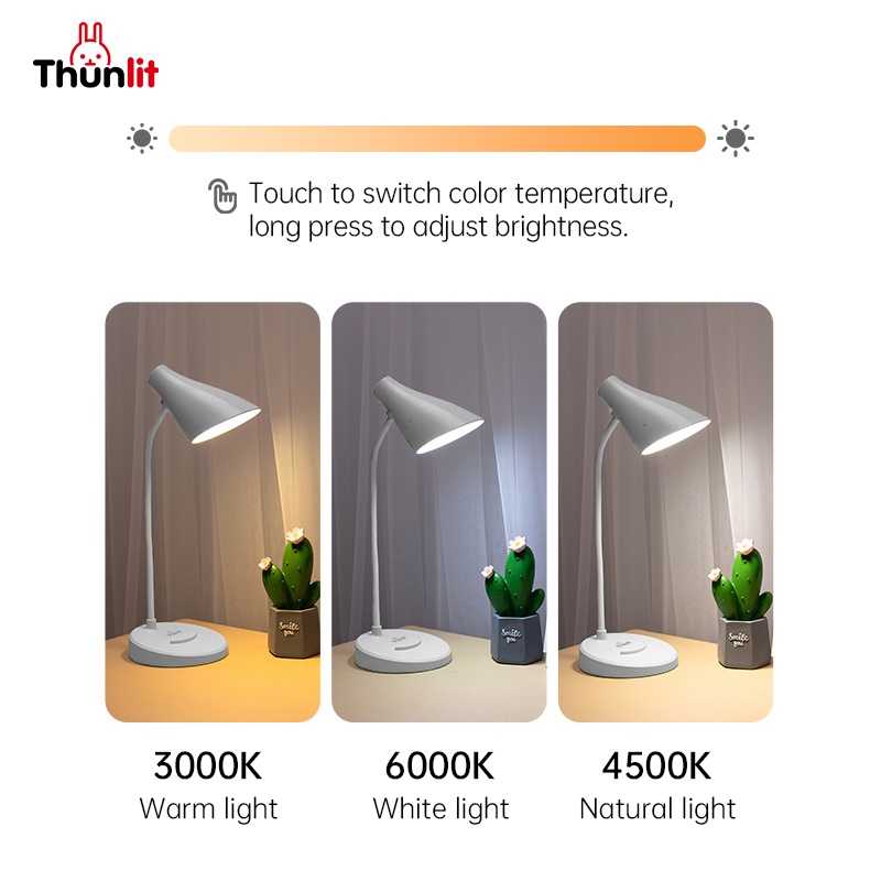 Ảnh Đèn bàn trẻ em Thunlit cắm điện USB 3 nhiệt độ màu có thể điều chỉnh độ sáng tiện lợi 4
