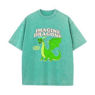 Imagine Dragons Loom World Tour 2024 Vintage Giặt Áo Rock Band Áo Nam Nữ Chất Lượng Cao Cotton Tay Ngắn Áo