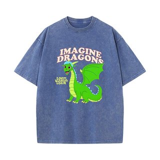 Imagine Dragons Loom World Tour 2024 Vintage Giặt Áo Rock Band Áo Nam Nữ Chất Lượng Cao Cotton Tay Ngắn Áo