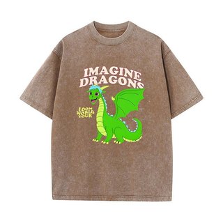 Imagine Dragons Loom World Tour 2024 Vintage Giặt Áo Rock Band Áo Nam Nữ Chất Lượng Cao Cotton Tay Ngắn Áo