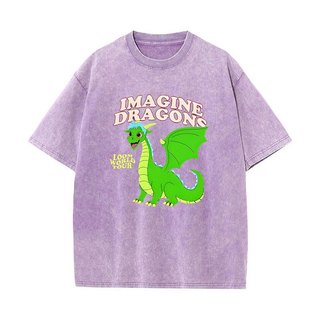 Imagine Dragons Loom World Tour 2024 Vintage Giặt Áo Rock Band Áo Nam Nữ Chất Lượng Cao Cotton Tay Ngắn Áo