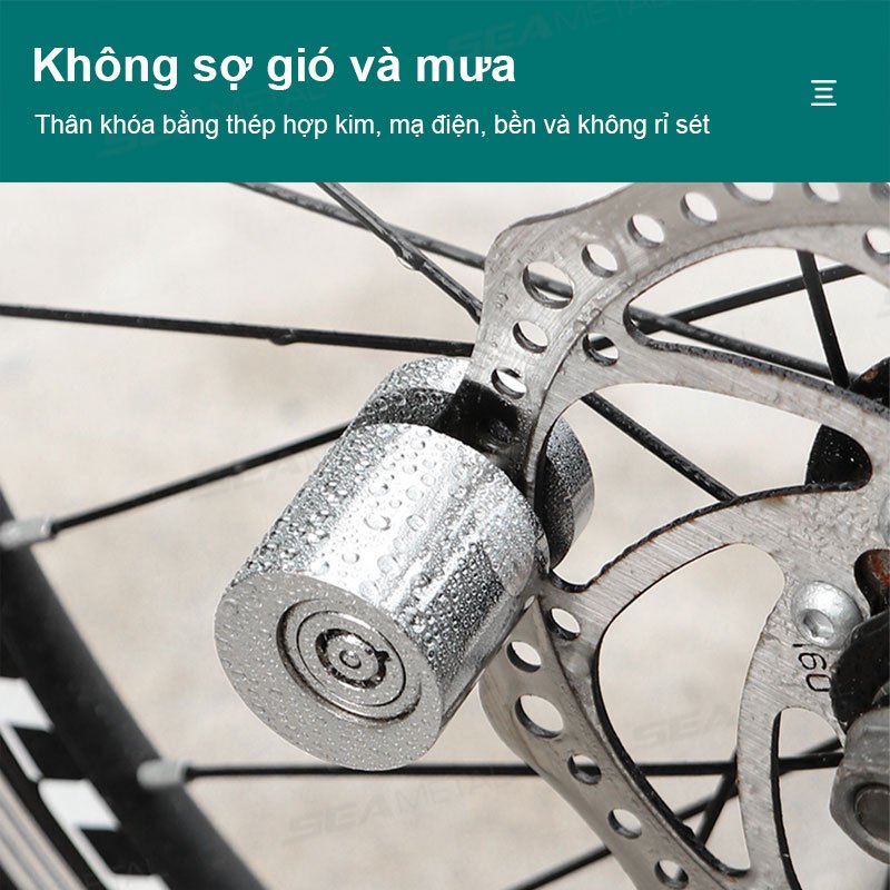 Khóa Phanh Đĩa Chống Trộm Xe Đạp SEAMETAL Xe Máy Thép Đúc Nguyên Khối Nhỏ Gọn Tiện Lợi