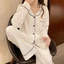 Bộ Đồ Ngủ Pijama Tay Dài Màu Đen Trơn Dễ Thương Chất Lượng Cao