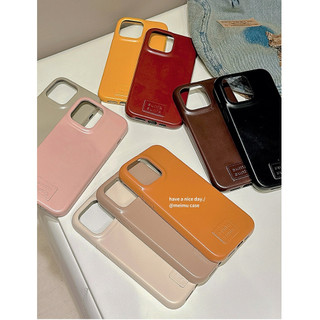 Ốp điện thoại da cứng màu nâu sô cô la cổ điển Ins Hàn Quốc cho iPhone 17Promax 16Promax 13 14 15 Pro Max Chống sốc Bảo vệ toàn diện Vỏ bọc di động cô gái trơn