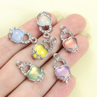 10 Chiếc 6 Màu Sắc Quyến Rũ Thủy Tinh Hình Trái Tim Có Nơ Chi Tiết Vòng Cổ Đa Năng Thời Trang Vòng Tay Bông Tai DIY Nhỏ Gọn Hợp Kim Tinh Tế Mặt Dây Chuyền - Quà Tặng Sinh Nhật / Ngày Lễ Lý Tưởng Cho Cặp Đôi
