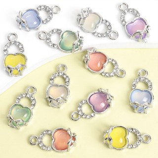 10 Chiếc 6 Màu Sắc Quyến Rũ Thủy Tinh Hình Trái Tim Có Nơ Chi Tiết Vòng Cổ Đa Năng Thời Trang Vòng Tay Bông Tai DIY Nhỏ Gọn Hợp Kim Tinh Tế Mặt Dây Chuyền - Quà Tặng Sinh Nhật / Ngày Lễ Lý Tưởng Cho Cặp Đôi