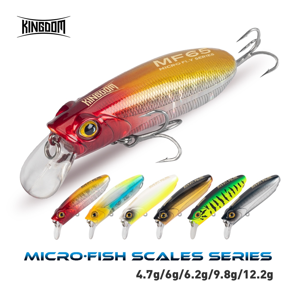 Ảnh Mồi Câu Cá Kingdom MICRO FLY 45mm 55mm 65mm 4.7g 6.2g 9.8g 12.2g Nổi Mồi Cứng Móc Đơn / Móc Treble 1
