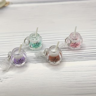 Điện Thoại Di Động Chống Bụi Cắm DIY Nhựa Ống Hút Tròn Sữa Cà Phê Mặt Dây Chuyền Nhỏ Điện Thoại Di Động Trang Trí Chống Bụi Cắm