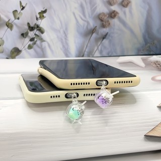 Điện Thoại Di Động Chống Bụi Cắm DIY Nhựa Ống Hút Tròn Sữa Cà Phê Mặt Dây Chuyền Nhỏ Điện Thoại Di Động Trang Trí Chống Bụi Cắm