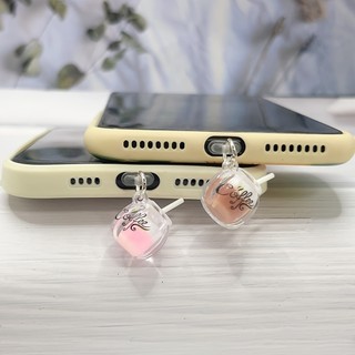 Điện Thoại Di Động Chống Bụi Cắm DIY Nhựa Ống Hút Tròn Sữa Cà Phê Mặt Dây Chuyền Nhỏ Điện Thoại Di Động Trang Trí Chống Bụi Cắm