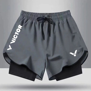 24 quần short cầu lông Victor mới dành cho nam và nữ khô nhanh thấm mồ hôi giả hai mảnh chống ánh sáng chạy bộ quần short thể thao