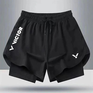 24 quần short cầu lông Victor mới dành cho nam và nữ khô nhanh thấm mồ hôi giả hai mảnh chống ánh sáng chạy bộ quần short thể thao