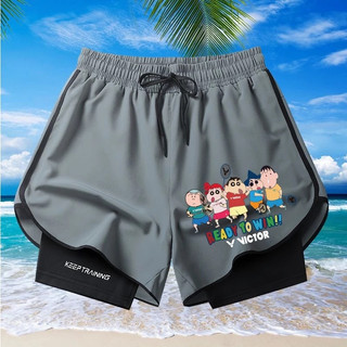 Quần short thể thao mới in hình hoạt hình Victor dành cho bé trai và bé gái, khô nhanh, hấp thụ mồ hôi, chạy bộ đường dài, chạy marathon và quần short chống chói