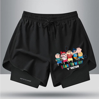 Quần short thể thao mới in hình hoạt hình Victor dành cho bé trai và bé gái, khô nhanh, hấp thụ mồ hôi, chạy bộ đường dài, chạy marathon và quần short chống chói