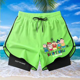 Quần short thể thao mới in hình hoạt hình Victor dành cho bé trai và bé gái, khô nhanh, hấp thụ mồ hôi, chạy bộ đường dài, chạy marathon và quần short chống chói