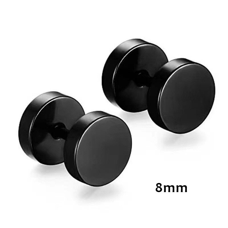 2pcs Bông tai nam vít Phillips màu đen đơn giản Bộ 12 mảnh thời trang cổ điển