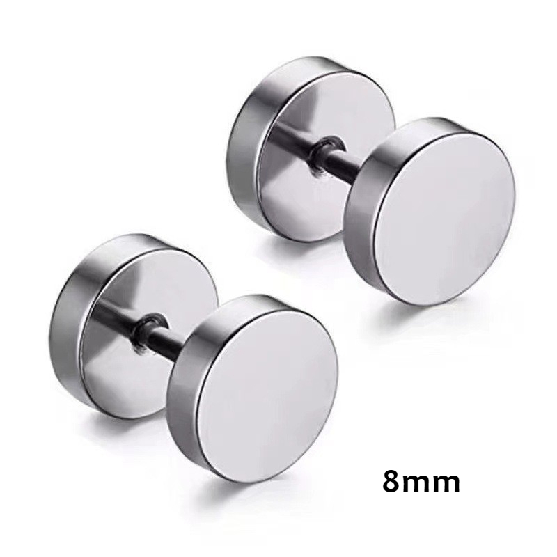2pcs Bông tai nam vít Phillips màu đen đơn giản Bộ 12 mảnh thời trang cổ điển