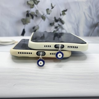 Trang trí điện thoại di động Phích cắm chống bụi Hợp kim tự làm Mặt dây chuyền mắt Mini màu xanh ba chiều Lỗ điện thoại di động Phích cắm chống bụi