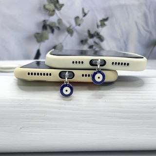 Trang trí điện thoại di động Phích cắm chống bụi Hợp kim tự làm Mặt dây chuyền mắt Mini màu xanh ba chiều Lỗ điện thoại di động Phích cắm chống bụi