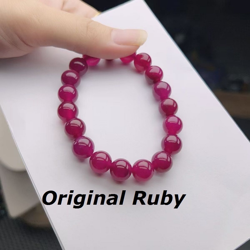 Vòng tay hạt Ruby nguyên bản 8mm DIY 2 vòng pha lê đá may mắn phản ứng ...