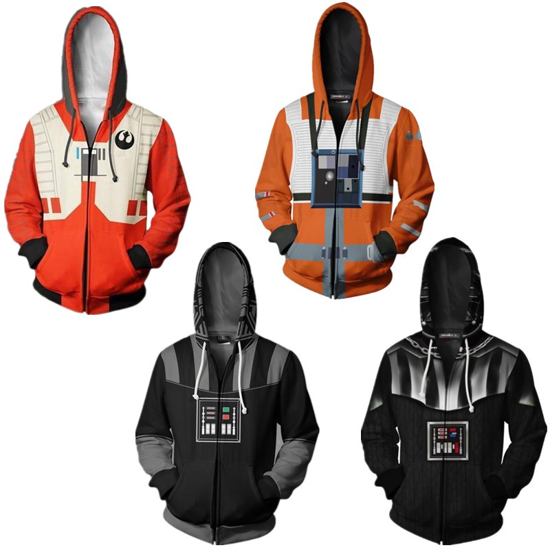Áo Hoodie có dây kéo Star Wars Áo len thời trang in kỹ thuật số