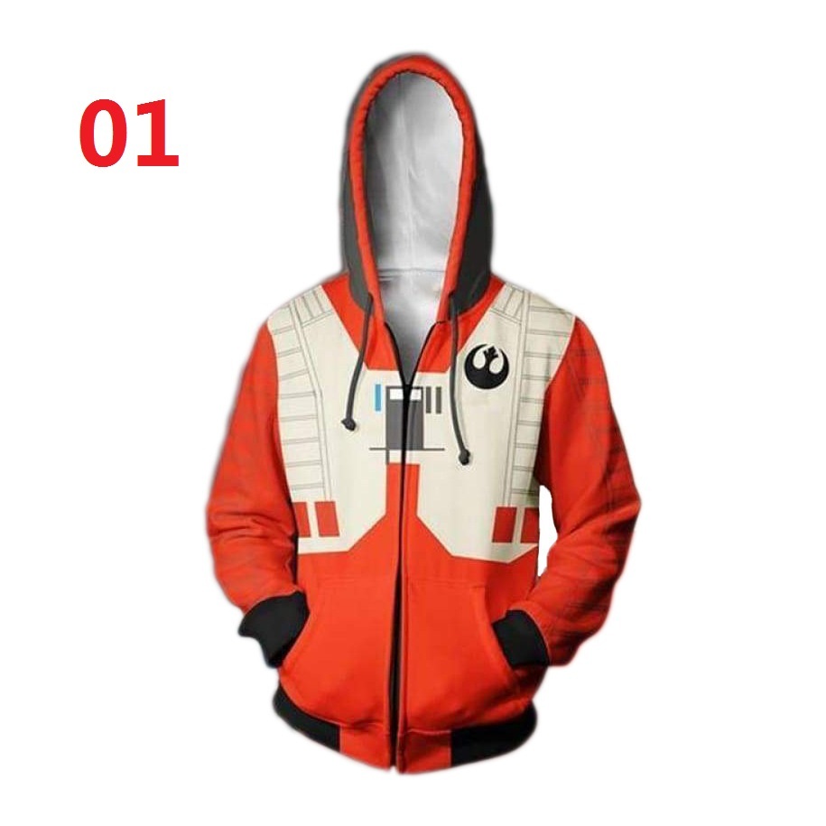 Áo Hoodie có dây kéo Star Wars Áo len thời trang in kỹ thuật số