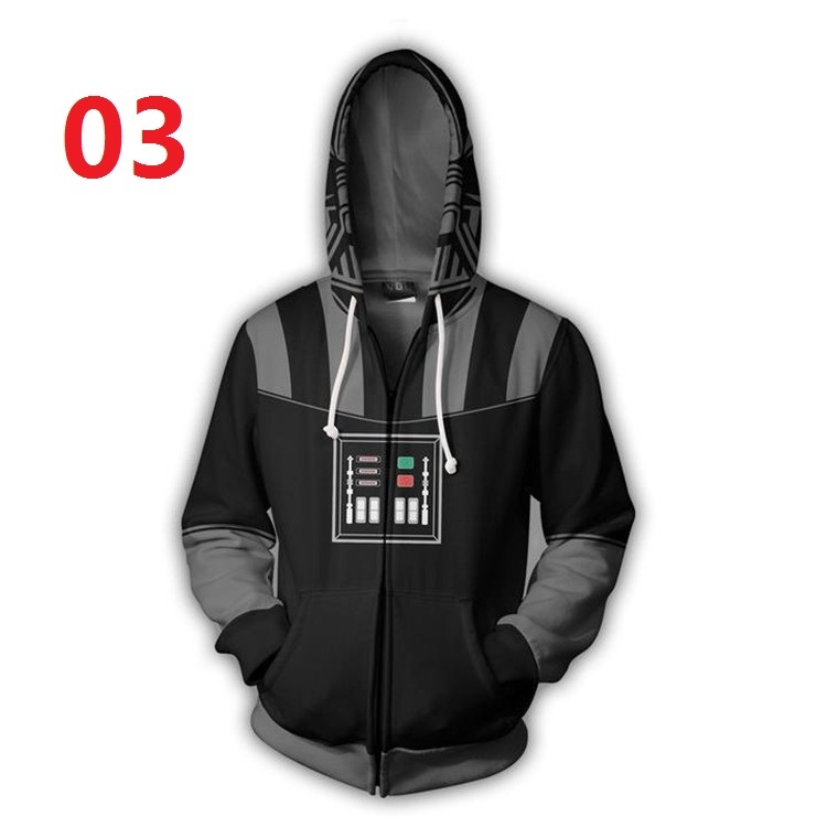 Áo Hoodie có dây kéo Star Wars Áo len thời trang in kỹ thuật số