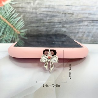 Điện Thoại Di Động Chống Bụi Cắm Tự Làm Hợp Kim Bạc Thời Trang Kim Cương Giả Bướm Mặt Dây Chuyền Nhỏ Lỗ Điện Thoại Di Động Chống Bụi Cắm