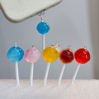Điện Thoại Di Động Chống Bụi Cắm Tự Làm Nhựa Ba Chiều Nhiều Màu Sắc Lollipop Mặt Dây Chuyền Nhỏ Lỗ Điện Thoại Di Động Chống @